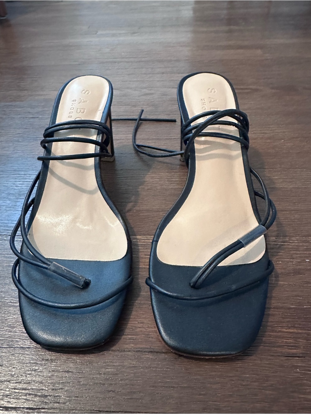 Sabo Skirt Black Strappy Lace-Up Square-Toe Sandals